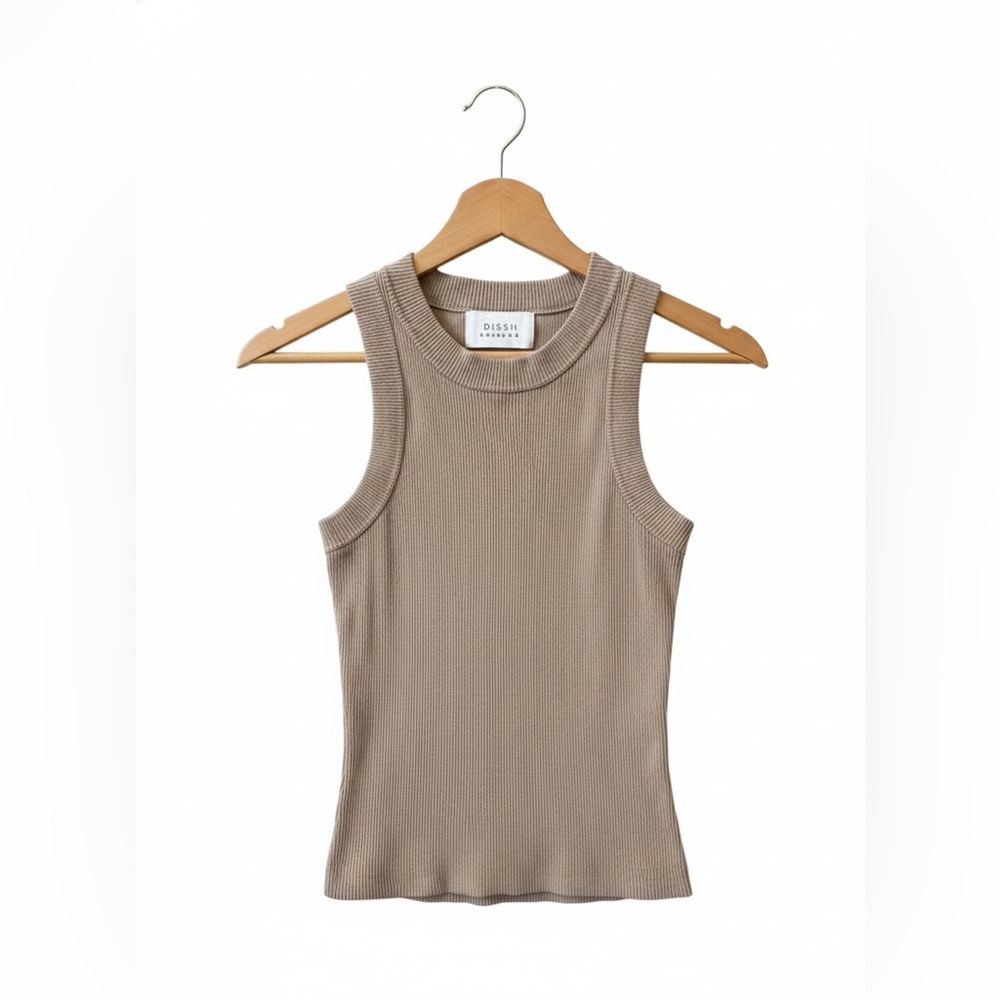 DISSH Beige Ribbed Tank Top Women’s Size 8